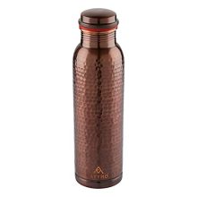 Attro Aarogyam Aqua Vintage 700Ml Hammered Finish Copper Water Bottle, Brown, Standard