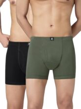 XYXX Nova Cotton Boxer Brief for Men |Regular Fit with intellifresh No-Marks Waistband | Inner Elastic | Solid Underwear for Men | Olive Green+Storm Grey