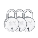 Link Locks Round 65MM_Double Locking Padlock (Silver, Pack of 3) Made in Aligarh.