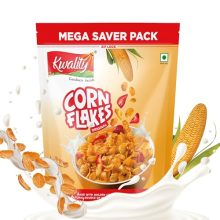 Kwality Corn Flakes 800G | Made With Golden Corns | 99% Fat Free, Natural Source Of Vitamin & Iron | High In Protein & Fiber | Healthy Food & Breakfast Cereal | Low Fat & Cholesterol