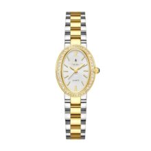 London Fog Queenhithe Collection Watch for Women with Oval Textured Dial, Crystal Studded Bezel and Stainless Steel Strap – LFW20003-33