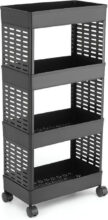 HomeQueen Premium Durable 4 Tier Space Saving Organizer, Plastic Free Standing Cabinet(Finish Color – Black, DIY(Do-It-Yourself))
