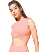 Tokyo Talkies Women Regular Fit Round Neck Sleeveless Tops TTTP010168 Pink XL