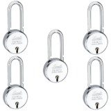 Link® 50mm New Round Long Shackle Padlock 5Pcs Set | 50,000 Key Combinations | Made in India | Double Locking | Steel Body | Iron Lever| 3 Keys for Each Padlock