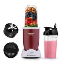 Wonderchef Nutri-Blend Activ Mixer Grinder Blender, Smoothie Maker, 500W 22000 Rpm 100% Full Copper Motor, 2 Unbreakable Jars, Ss Blades, 2 Year Warranty, Recipe Book By Chef Sanjeev Kapoor, Red