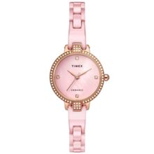 TIMEX Womens 28 mm Mother of Pearl Pink Dial Ceramic Bracelet Analogue Watch – TWEL15701 (WTITWEL15701, Not assigned, Not assigned)