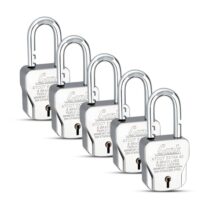 Link® Atoot Extra 60mm Padlocks 5Pcs Set | 200000 Key Combinations | 304 Stainless Steel Body | Hardened Shackle | Made in India | 3 Silver Keys with Keychain | 3Keys for Each Padlock