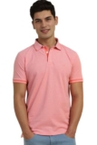 Men Peach Solid Polo Neck T-shirt