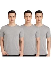 Amazon Brand – Symbol Men’S Solid Cotton T Shirt | Plain | Round Neck | Half Sleeve – Regular Fit | Combo Pack Of 3 (Available In Plus Size) (Grey_L)