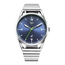 Fastrack Vyb Quartz Analog Blue Dial Steel Sheet Metal Strap Watch for Men-FV30006SM01W