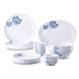 Larah By Borosil – Moon Series, Tulip 21 Pieces Opalware Dinner Set, White