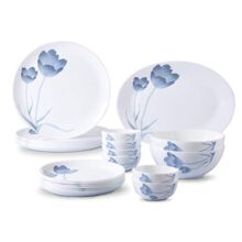 Larah By Borosil – Moon Series, Tulip 21 Pieces Opalware Dinner Set, White