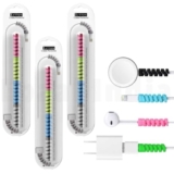 J’TTON 12 Pcs Spiral Sleeves for Charger Cable Protector Data Cable Saver Charging Cord Protective Cable Cover Headphone MacBook Laptop Earphone Cell Phone (Set of 3)