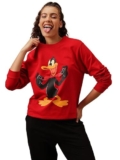 Clovia Women’s Terry Cotton Winterwear Sweatshirt (LTW175A04_Red_XXL)