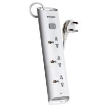 Philips Chp2432W Power Strips With 3 Universal Socket, One Main Switch, With Over Current Protection 1.4M Cable Length (White)