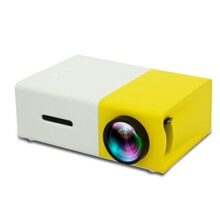 PremiumAV 400LM Mini LED Projector Theater, Yellow | Supports HDMI, USB, AV, SD Card