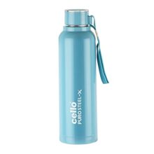 Cello Puro Steel-X Benz 900 | Leak Proof| Wide Mouth & Easy to Open | Insulated Inner Steel Outer Plastic Water Bottle | 650 ml | Turquoise
