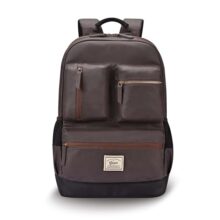 Gear Vintage Boxy 18″/26L Medium Faux Leather Water Resistant Laptop Backpack/Casual Bag/Daypack/Travel Backpack/College Backpack For Men/Women (Brown – Black)
