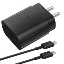 25W Fast Charger with USB-C Cable for Samsung F36 F16 M55 M06 M05 M16 M15 M36 M35 A16 F06 A36 M14 F14 A14 M34 F34 A34 F35 S25 S24 S23 Tablet Pad Super-Fast Charging Quick Charge Power Adapter, Black