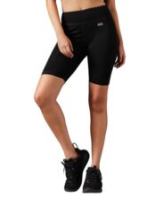 Clovia Women High-Waist Polyester Active Shorts, Black, L