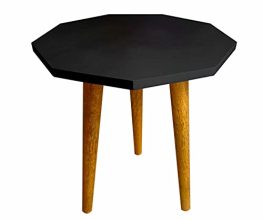 Uhud Crafts Mid Century Plant Stand/Table, Gamla Stand (12″ D X 13″ H) | Plant Stands For Indoor Plants, Stool For Holding Flower Pots | Indoor Plant Stand, Modern Home Decoration (Black) (Wood)