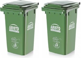 Aristo Plastic Manual-Lift Garbage Waste Dustbin with Out Wheel 90 LTR (Green & Green) COMBO
