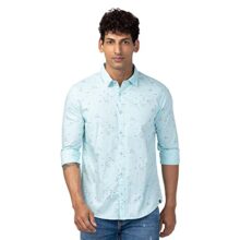 Spykar Blue Full Sleeves Shirt for Men (Size: 2XL)-MSHPS1BC093-Bleached Aqua