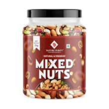 Nature Purify Mixed Dry Fruits Premium Blend 1Kg | Almonds, Cashews, Kishmish, Apricots & Seeds Mix | Fresh Crunchy Nut & Fruit Combo Pack For Snacking & Gifting | Jar Pack Of 1