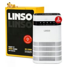 LINSO HUSH HEPA H13 Air Purifier For Bedroom 85 m³/h CADR, covers 216 Sq.Ft | 2-year warranty | Home & office | A UK Based Brand | Aroma diffuser + child lock + timer | For babies, pets, dust & smoke