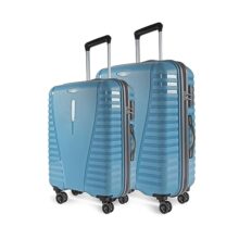 Aristocrat Medium Polypropylene(Pp) Air Pro Set Of 2 Hard Carry-On Luggage(66+76Cm)|&Large Check-In Lightweight Luggage With Strong 4 Spinner Wheels,Secured Zip & Combination Lock|Cross Teal|Unisex