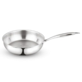 Borosil Cookfresh Tri-ply Stainless Steel Frypan with Handle | Gas, Induction Compatible | SS304 Food Grade Steel Frying Pan | Even Heat Distribution | Dishawasher Safe | 5 Year Warranty (2.3 L)