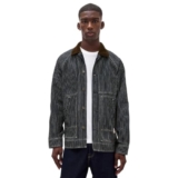 Men’s Striped Raglan Sleeve Oversized Jacket, Navy, M
