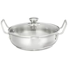 Amazon Brand – Solimo Cookware Karahi/Wok (1.5L) | Food-Grade Stainless Steel | Even Heat Distribution | 1 yr Warranty | Induction & Versatile Heat Source Compatible