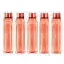 Milton Prime 1000 Pet Water Bottle, Set Of 5, 1 Litre Each, Red, Reusable Plastic Fridge Bottle Set, Bpa Free And Leak Proof Waterbottles For School, Travel, Work