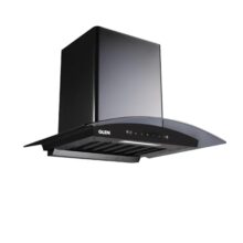 Glen Hood Senza Black Kitchen Chimney 60cm | 1200 m³/hr Suction Capacity | Filterless Thermal Auto Clean | Curved Glass Design | Touch & Gesture Control|1-Year Comprehensive & 7-Year Motor Warranty
