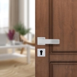 amazon basics Door Handle for Main Door | Main Door Handle | 5.3 inch Length of Handle for Grip | Brass | crom Finish | Zinc Alloy