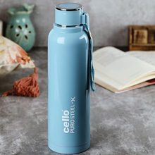 Cello Puro Steel-X Benz 900 | Leak Proof| Wide Mouth & Easy To Open | Insulated Inner Steel Water Bottle | 730Ml | Turquoise