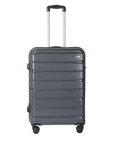 Teakwood Medium Cabin Size 8 Wheels Trolley Bag, Hard Cabin with Zipper Closure, Adjustable Push Button & Cross Side Strap, TSA Lock System 360 Degree (Medium, Grey)
