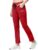 Pinkmint Women’s Cotton Track Pants with Both Side Pockets | Elastic Waist & Drawstring | Regular Fit | Lounge, Gym & Casual Wear Red