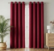 Vas Collections 100% Blackout Door Curtains, 7 Feet (121X215 Cm) Set Of 2, Plain, Thermal Insulated, Room Darkening Curtains For Living Room, Bedroom, (Maroon)