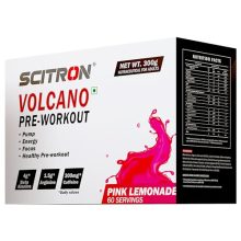 Scitron Volcano Pre Workout 300G, Pink Lemonade (60 Servings | 4G Beta Alanine | 1.5G Arginine | 300Mg Caffeine | 0G Sugar | Boost Energy & Focus| Healthy Pre-Workout)