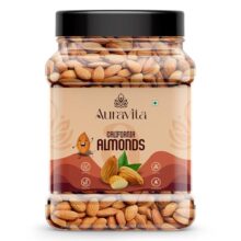 Auravita California Almonds 500Gm | Crunchy & Healthy Dry Fruit, Premium Badam Giti For Daily Nutrition | Healthy Diet Snacking Resealable Jar Pack Of 1