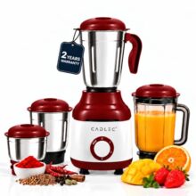 CADLEC MixCraft 750W Mixer Grinder with 4 Jars | Multi-Purpose Mixer, Blender & Juicer | Powerful Motor for Grinding, Blending & Juicing | Durable ABS Body | 2-Year Warranty, Maroon