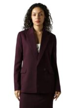 High Star Women Solid Longline-Length Oversized Notch-Lapel Collar Full Sleeve Blazer Wine