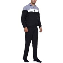 Nivia Dobby 2.0 Track Suit/Sportswear Regular Fit Track Suits/Athletic Gym Running Jogging Suit Set (Black/Light Grey/White, S)