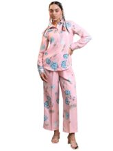 Vishudh Women Regular Fit Shirt Collar Co-Ord Set Vncs000013 Pink Xl