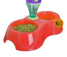 Sage Square 2 in 1 Anti Slip Food Bowl with Water Bowl for Dog/Cat/Puppy/Kitten and Other Pets (Red)
