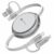 Portronics 60W Quadline 4-In-1 Multifunctional Fast Charging Retractable Cable With Multiple Port & Strong Heads, Strong, Type C, Lightening, USB A, Fast Data Sync, 1M Cable Length (White)