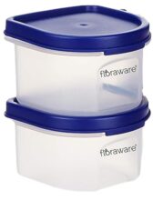 Floraware Modular Plastic Storage Containers | Airtight Jars with Lids | Stackable Design for Grains, Spices, Snacks & More | Transparent & Space-Saving (Blue, Small)