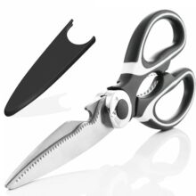 BUYMZ Multi Purpose Kitchen Scissors with Cover,food scissors,Premium Stainless Steel Solid Kitchen Shears for Meat,Seafood,Chicken,Vegetables,Herbs,Bottle Opener for General Use, (PACK OF 1)